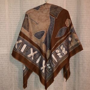 Art of the Scarf - Tie Rack Brown Shades Large Square Lightweight Scarf Wrap